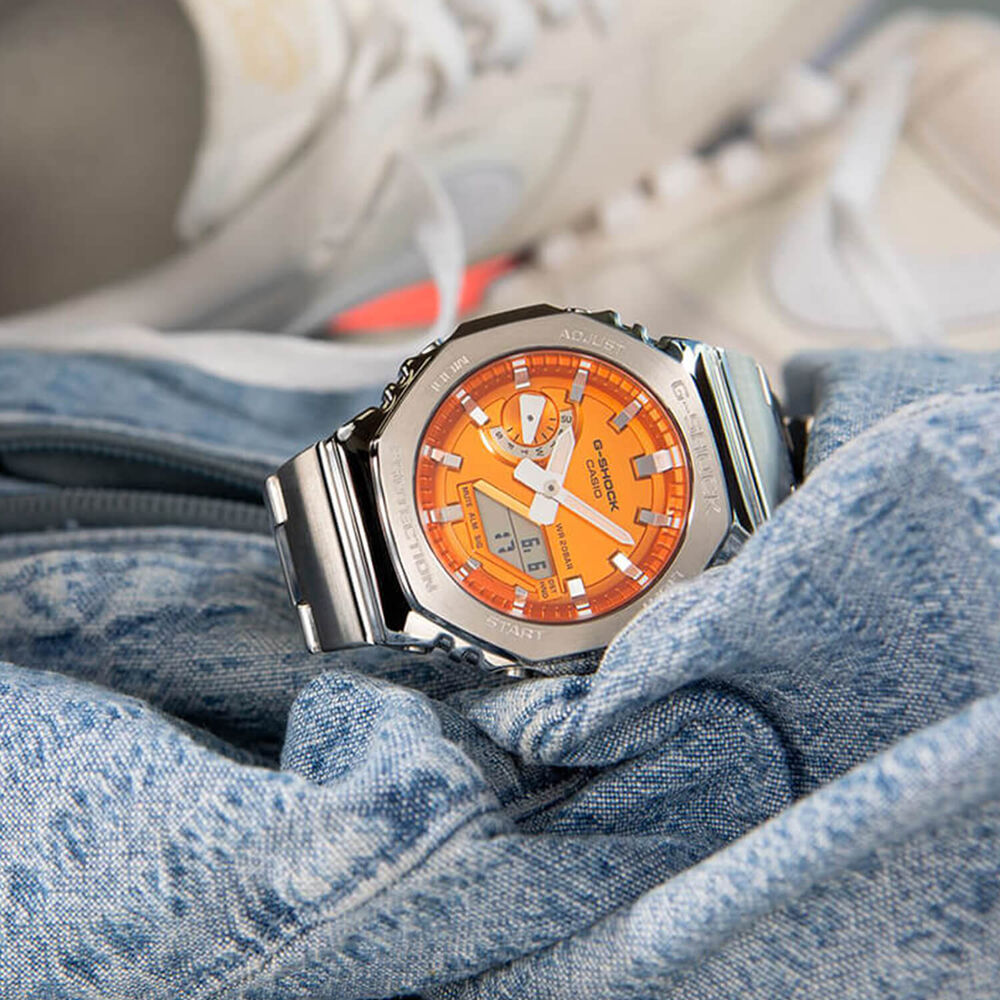 G-SHOCK G-STEEL 49.3mm Orange Dial Stainless Steel Bracelet Watch image number 2