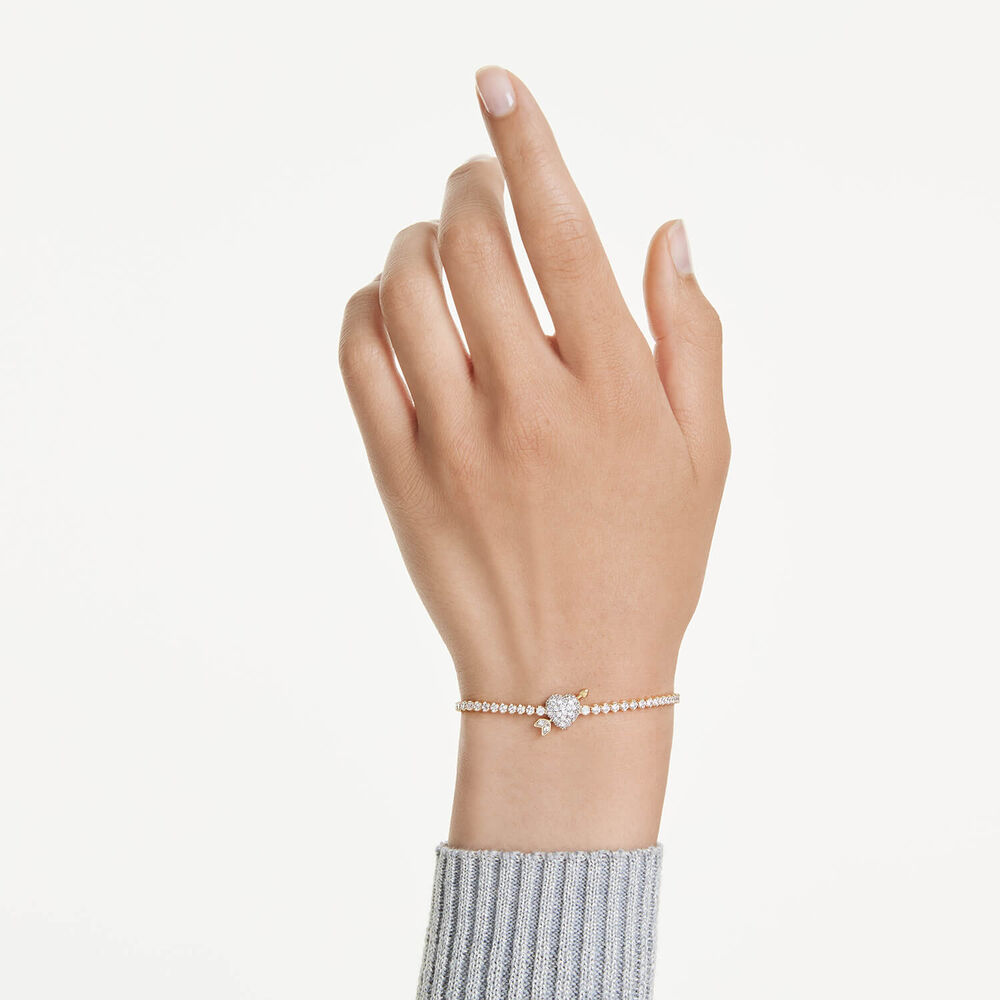 Swarovski Idyllia Cubic Zirconia 18ct Gold Finished Heart With Arrow Bracelet