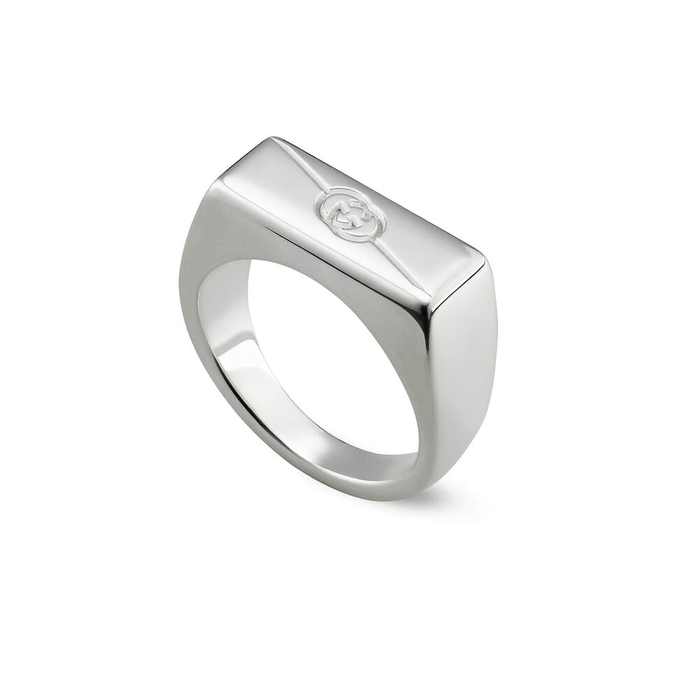 Gucci Interlocking Sterling Silver Rectangular Ring (UK Size Q - R) image number 0