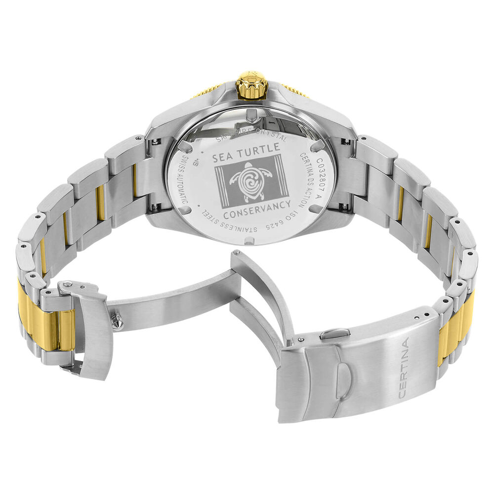 Certina DS Action Diver 38mm Blue Dial Yellow Gold & Steel Bracelet Watch image number 4