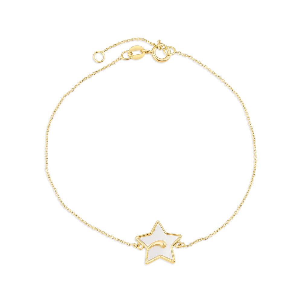 9ct Yellow Gold Mother of Pearl Star Bracelet image number 0