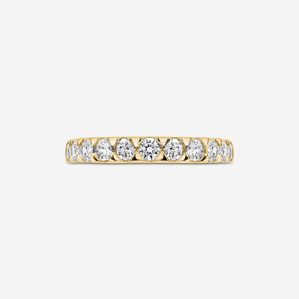 18ct Yellow Gold 3mm 0.70ct Diamond Triangle Claw Wedding Ring- (Special Order) image number 1