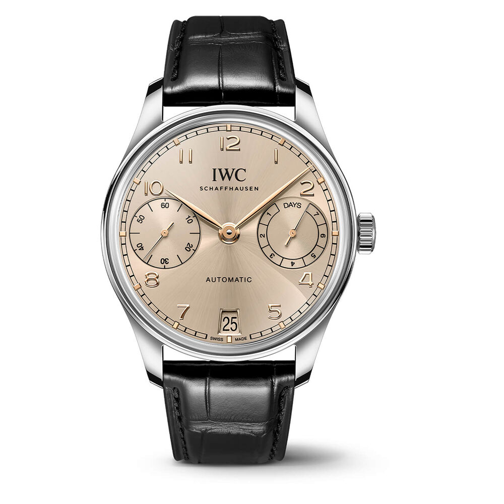 IWC Schaffhausen Portugieser Automatic 42 Dune Dial Black Alligator Leather Strap Watch image number 0