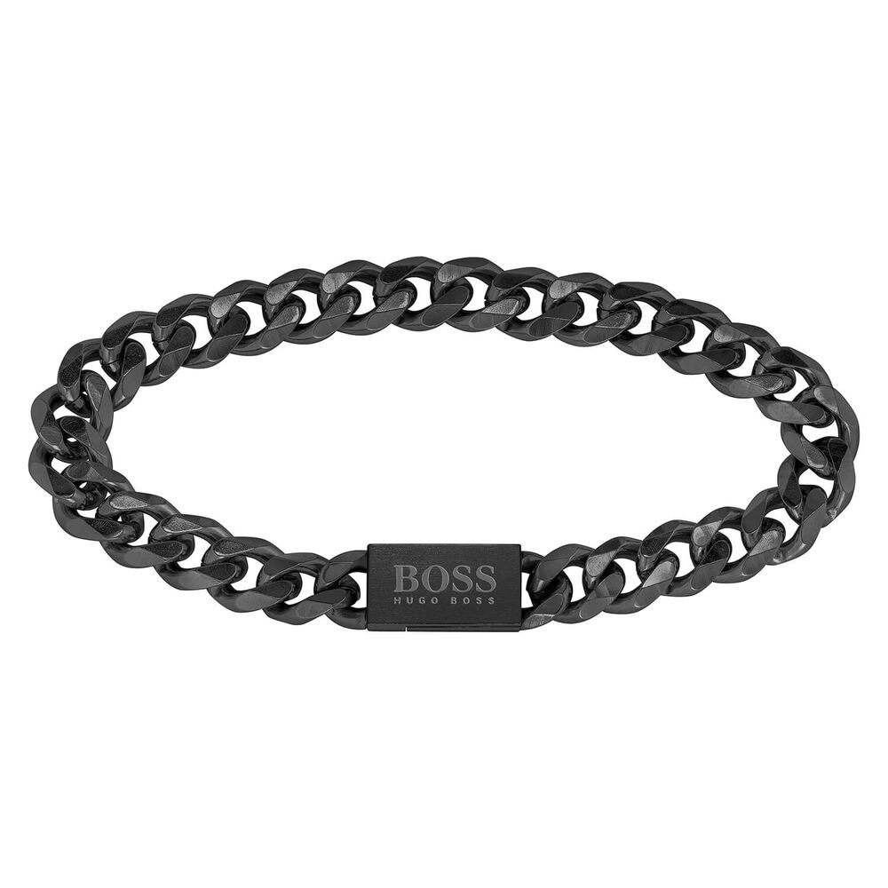 BOSS Gents Chain for Him Black IP Bracelet