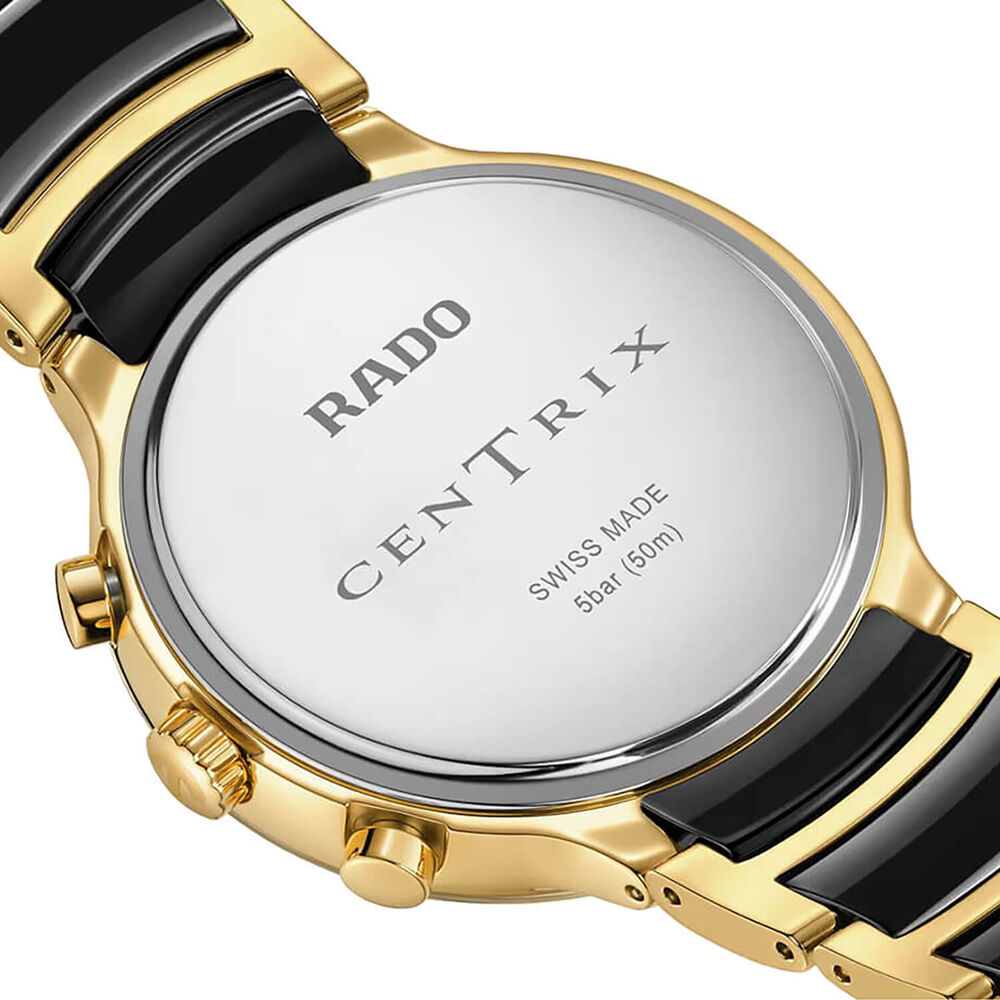 Rado Centrix Chronograph 41mm Black Dial Gold PVD  Steel & Ceramic Bracelet Watch image number 3