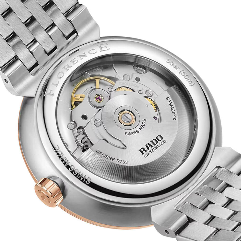 Rado Florence Automatic 39mm Champagne Dial Rose Gold PVD Steel Bracelet Watch image number 3