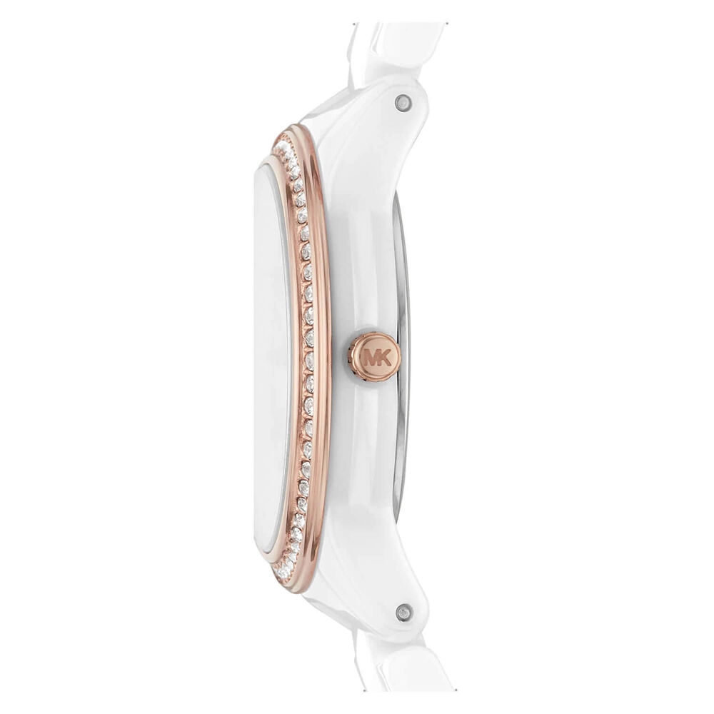 Michael Kors Runway Mercer 28mm White Dial & Bracelet Watch image number 2