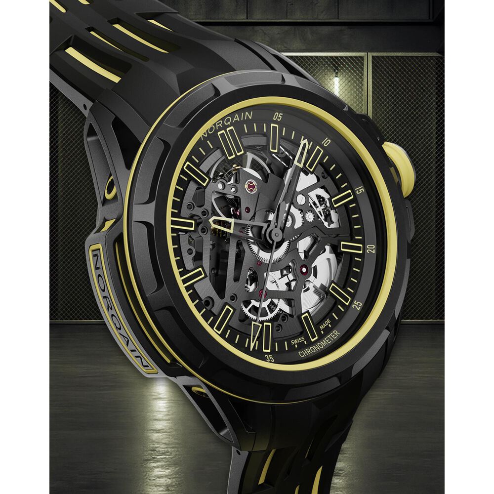 NORQAIN Wild ONE Skeleton X-Lite 41mm Dial Black & Yellow Rubber Strap Watch