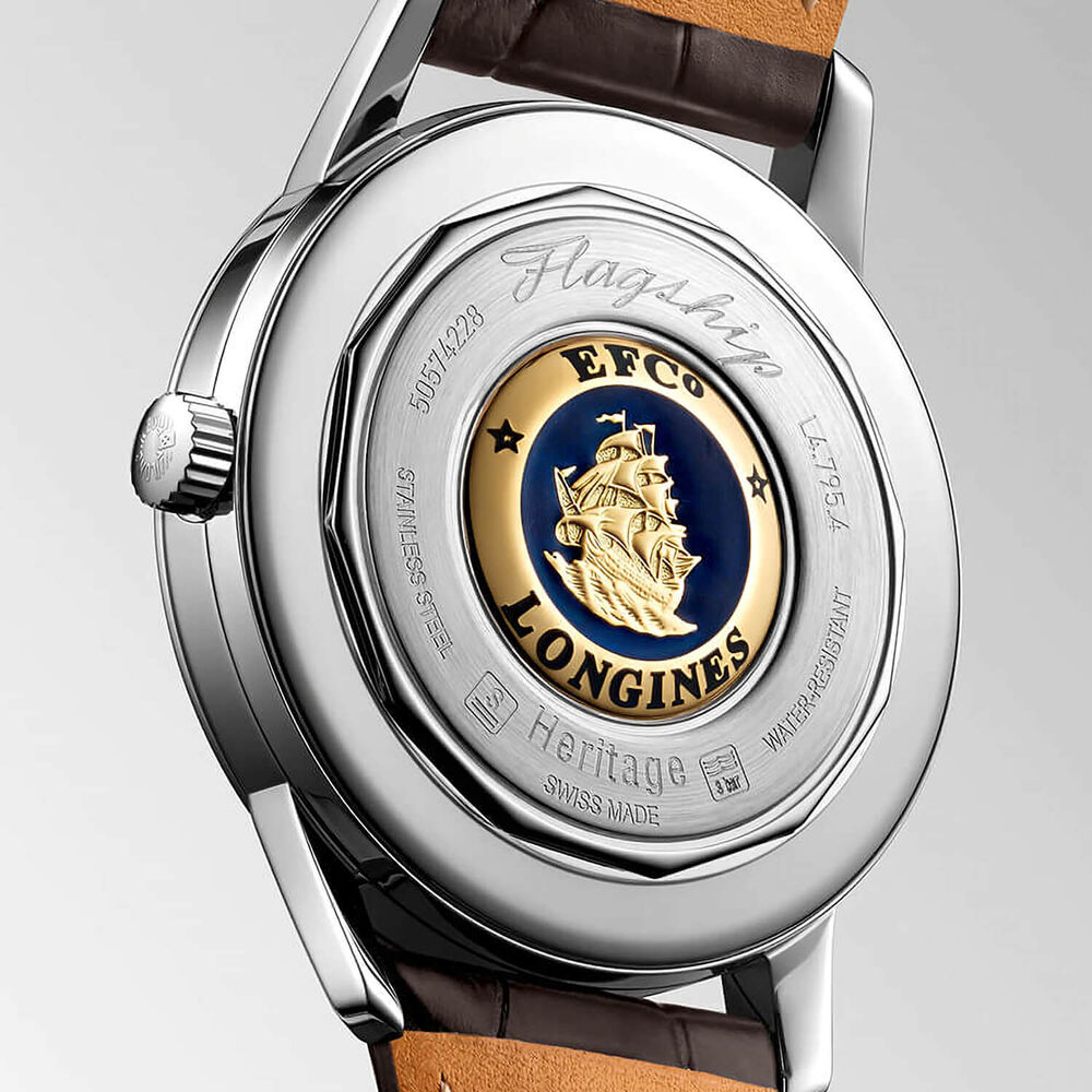 Longines Heritage Flagship Automatic 38mm White Dial Brown Strap Watch