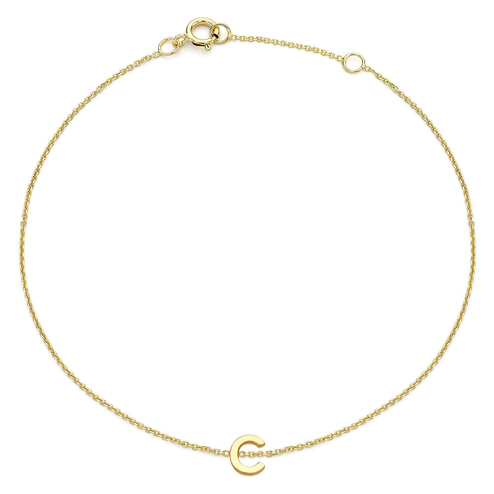 9 Carat Yellow Gold Petite Initial C Bracelet