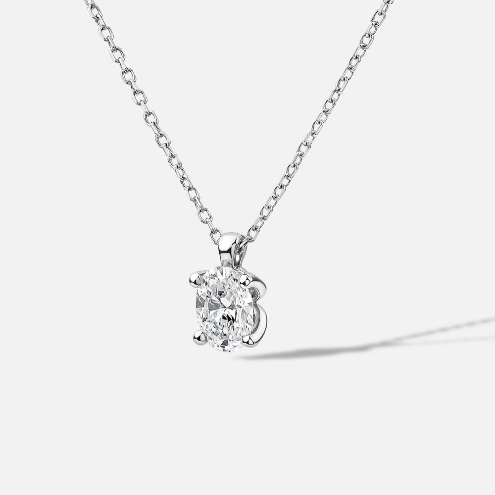 Born 9ct White Gold 0.50ct Lab Grown Oval Diamond Pendant