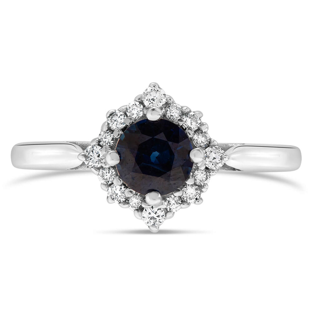 9ct white gold sapphire and diamond fancy cluster ring image number 1