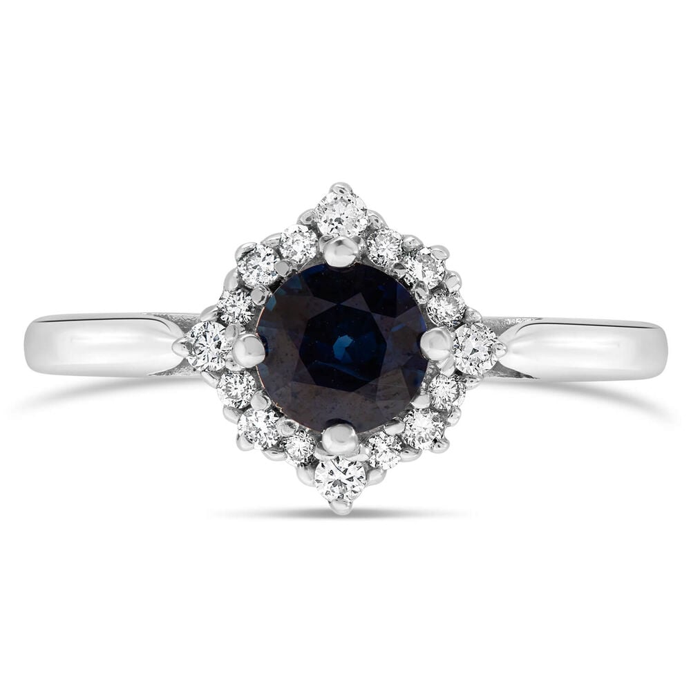 9ct white gold sapphire and diamond fancy cluster ring