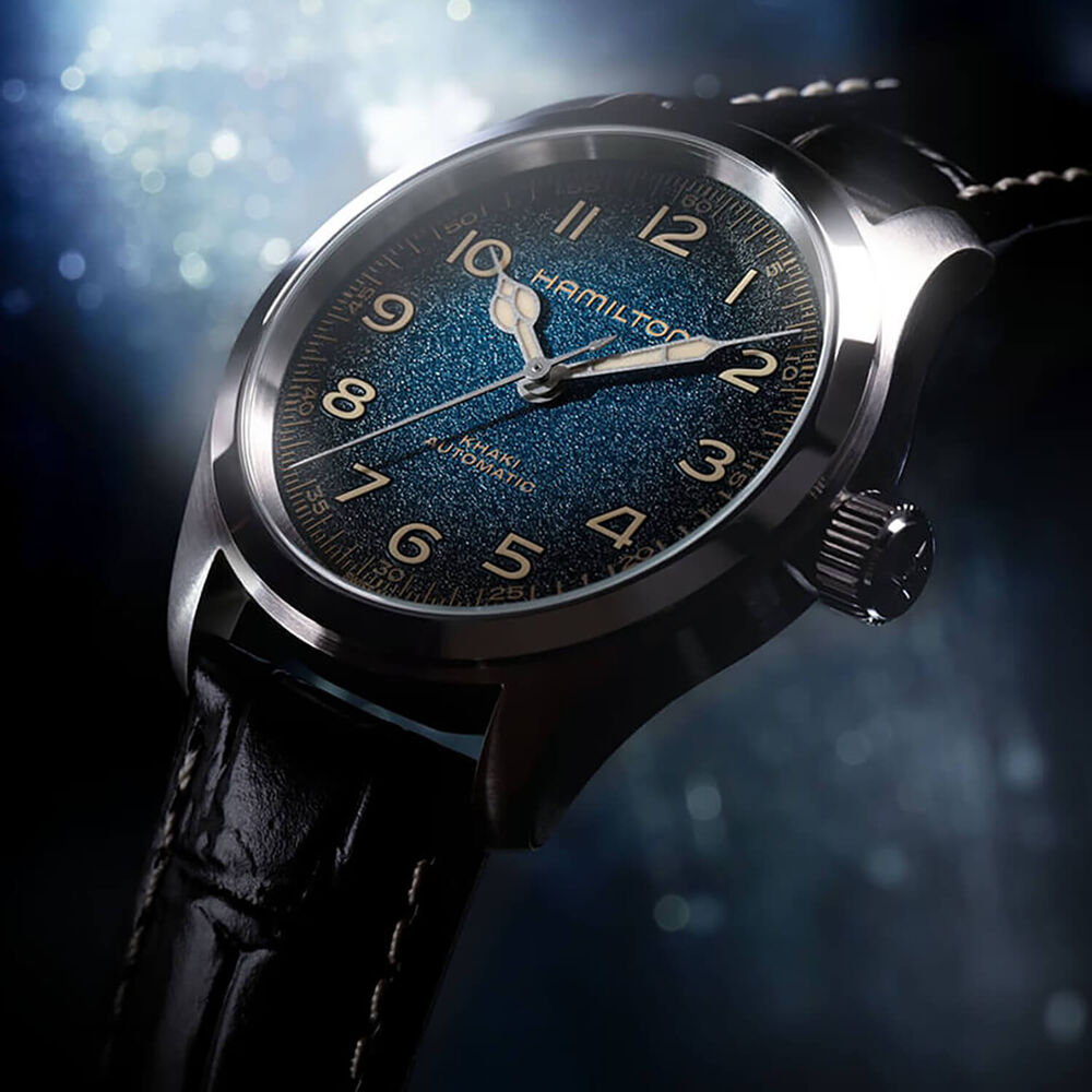 Hamilton Khaki Field Murph 38mm Blue Dial Black Leather Strap Watch