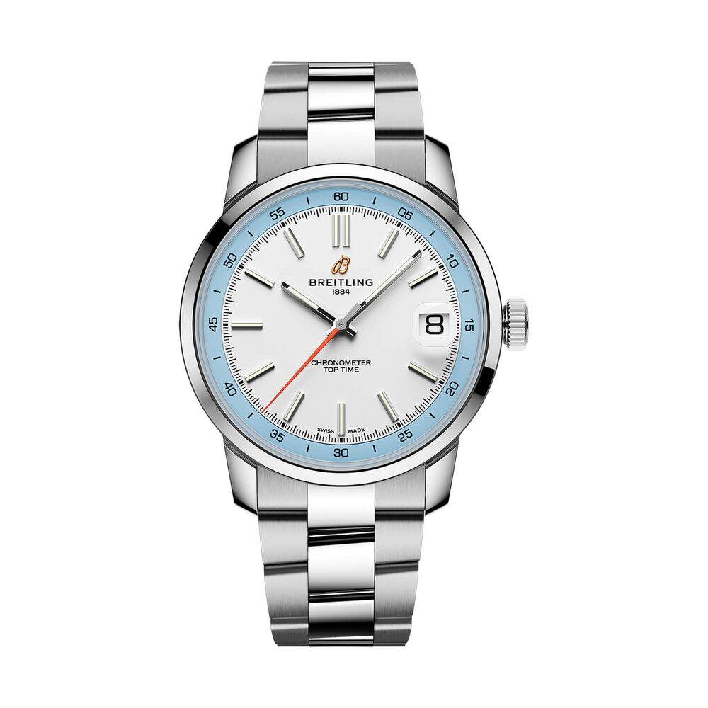 Breitling Top Time B31 38mm White & Light Blue Dial Stainless Steel Bracelet Watch