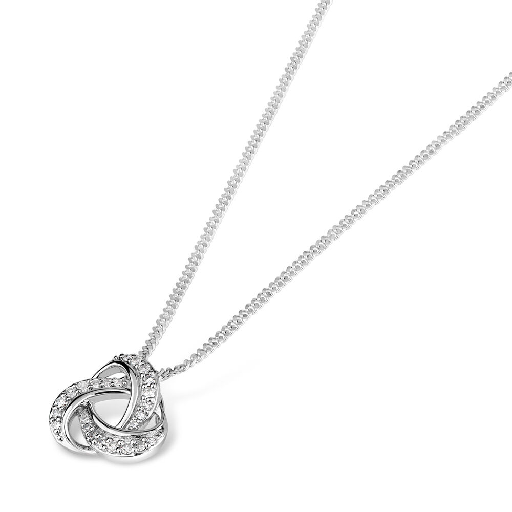 9ct White Gold 0.12ct Diamond Knot Pendant image number 1