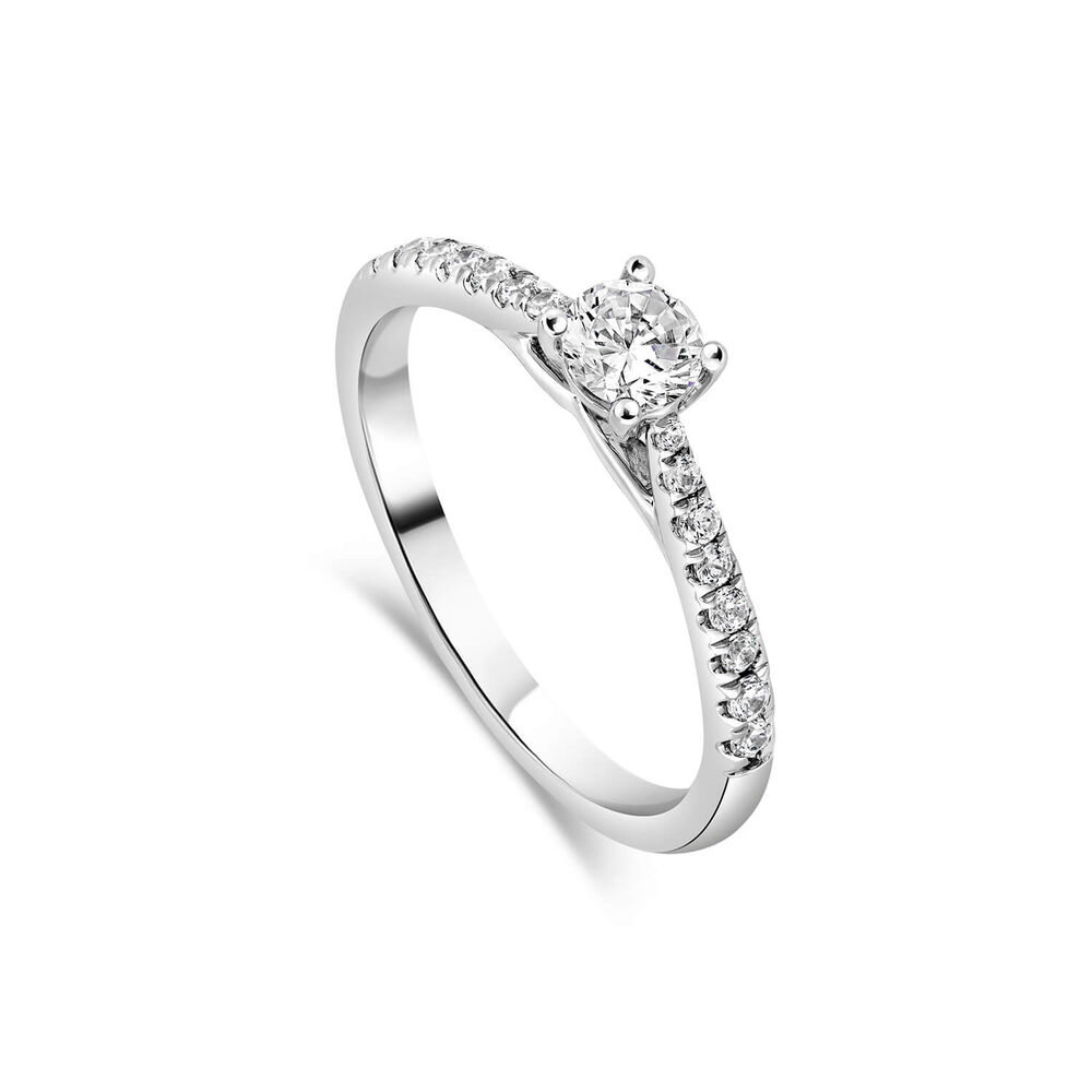 18ct White Gold Orchid Setting With 0.50 Carat Diamond Set Shoulders Ring