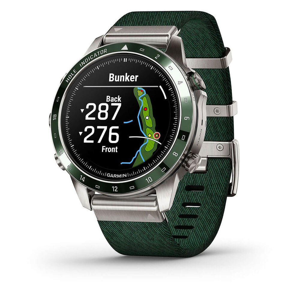 Garmin MARQ® Golfer (Gen 2) 46mm Titanium Case Green Ceramic Bezel Strap Watch image number 3