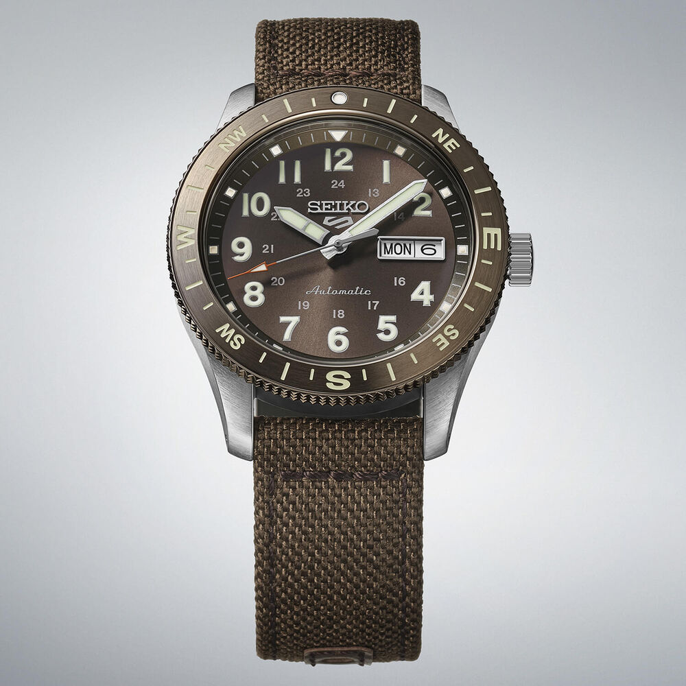 Seiko 5 Sports Field Coyote Brown  41mm Dial Brown Nylon Strap Watch