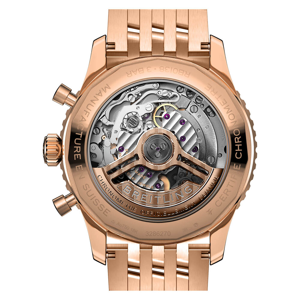 Breitling 18ct Navitimer B01 Chronograph 43 Black Dial 18ct Red Gold Bracelet Watch image number 3