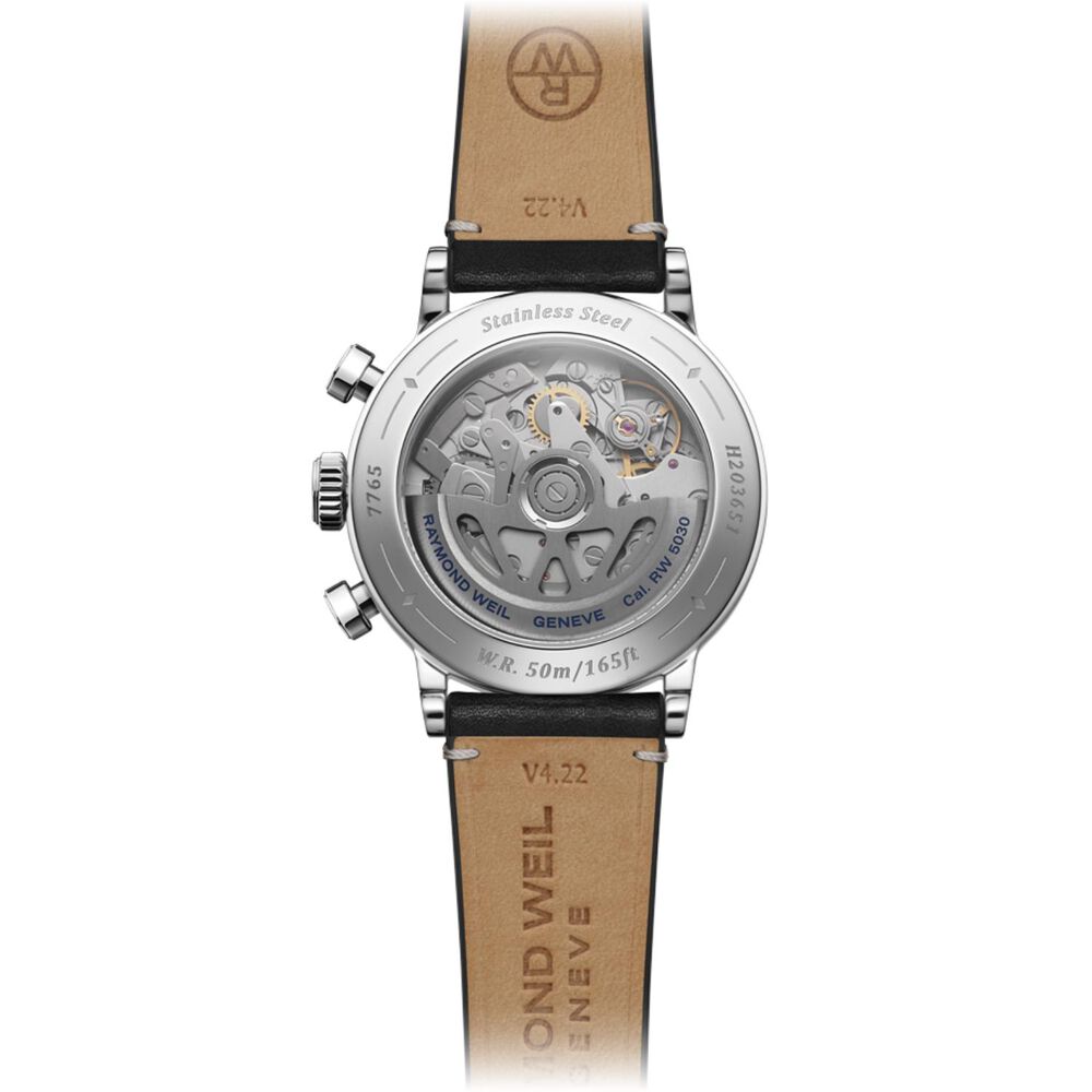 Raymond Weil Millesime Automatic Chronograph 39.5mm Black Dial Leather Strap Watch image number 1