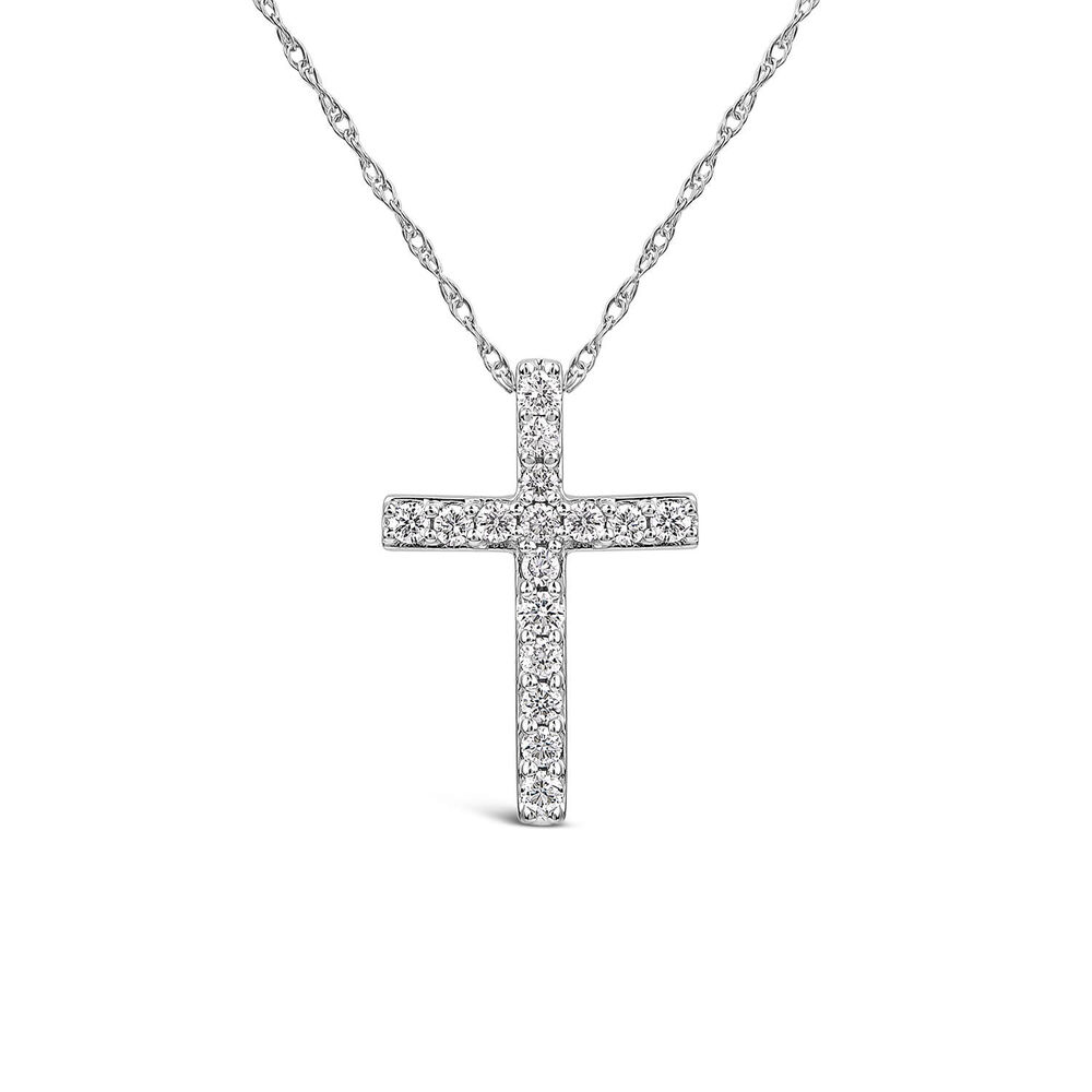 Born Classic 9ct White Gold Lab Grown 0.15ct Round Brilliant Diamond Cross Pendant image number 0