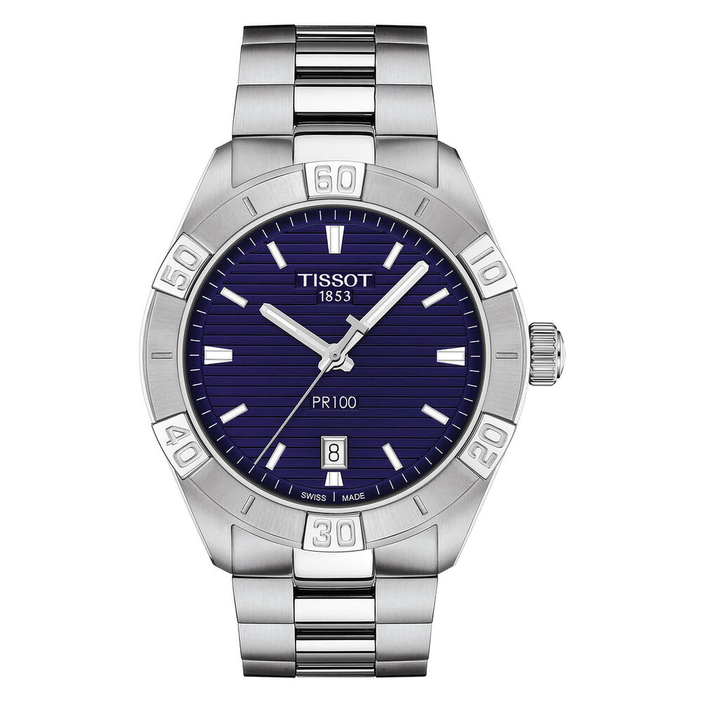 Tissot PR100 Sport 42mm Blue Dial Steel Case Bracelet Watch