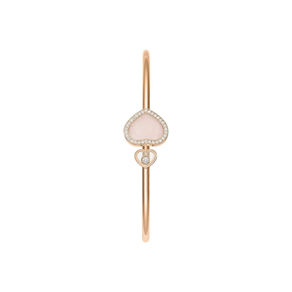 Chopard Happy Hearts Pink Opal Heart 0.19ct Diamond 18ct Rose Gold Bangle