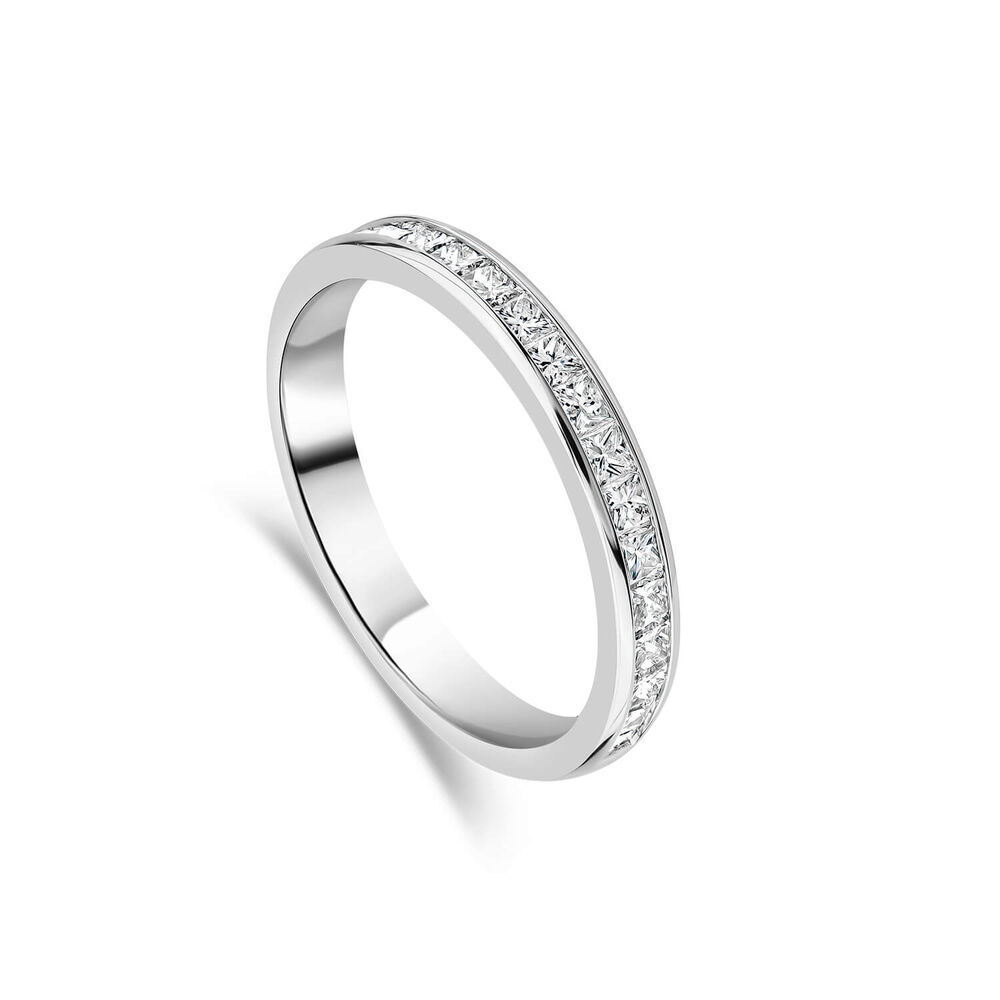 18ct White Gold 2.5mm Diamond Princess Cut Channel Set 0.45ct Wedding Ring