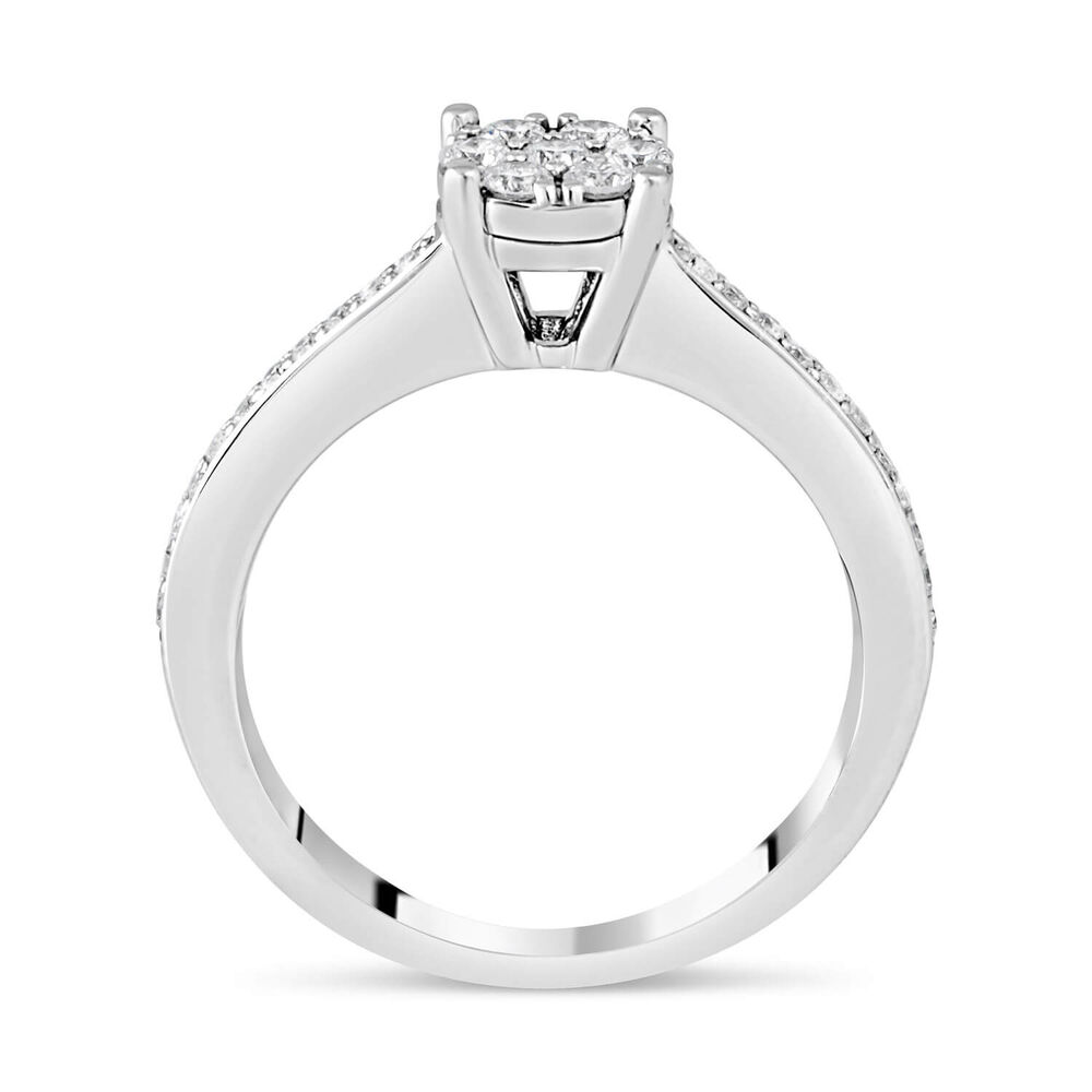 Ladies 9ct White Gold Blossom Diamond Engagement Ring image number 2