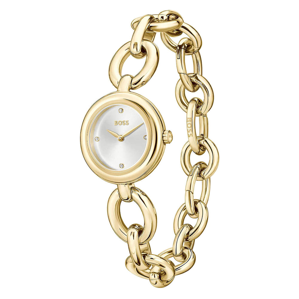 BOSS Live 28mm Silver Dial Gold Tone Steel Bracelet Watch image number 1