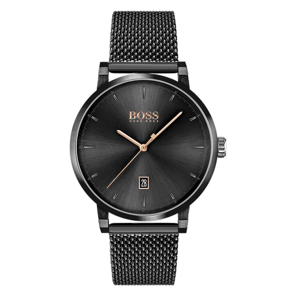 BOSS Confidence Black Dial Mesh Bracelet 42mm Mens Watch