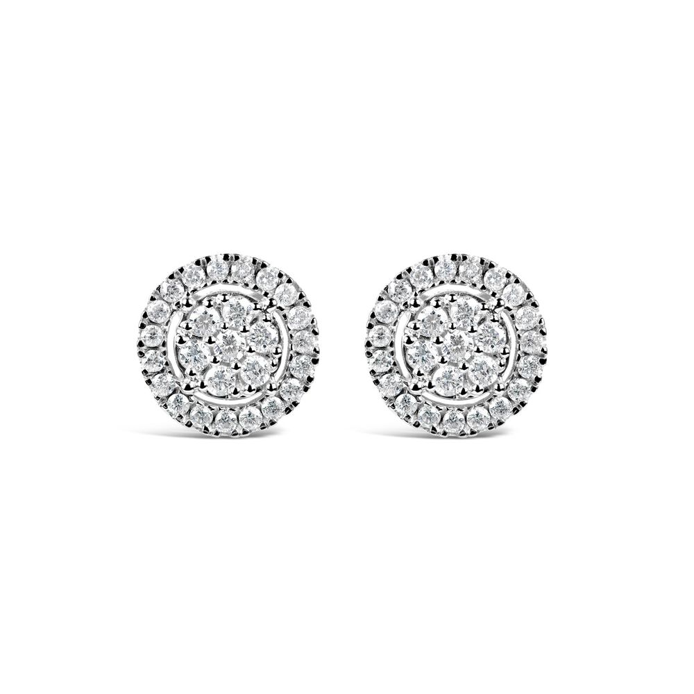 9ct white gold 0.25 carat diamond halo stud earrings