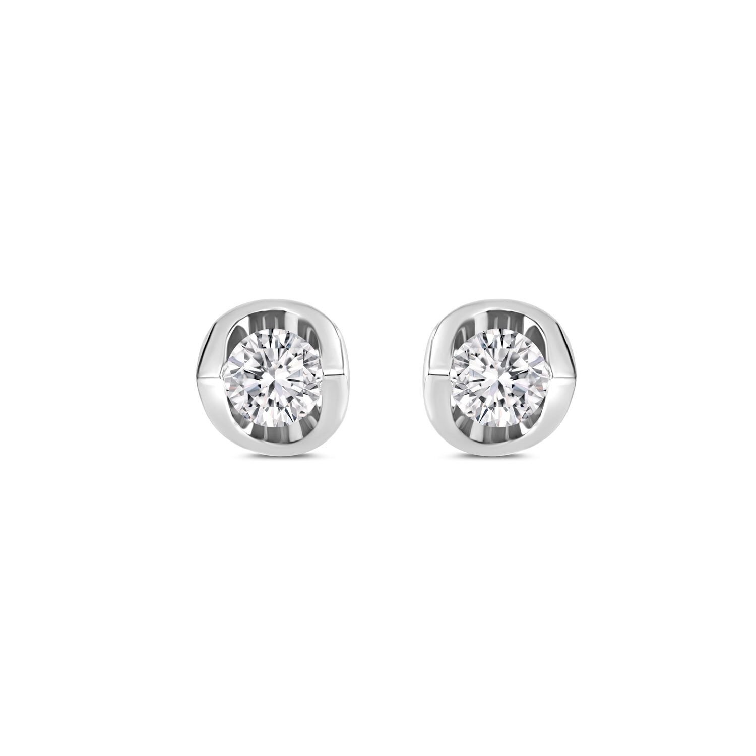 9ct White Gold 0.30ct Diamond Mirror Setting Stud Earrings
