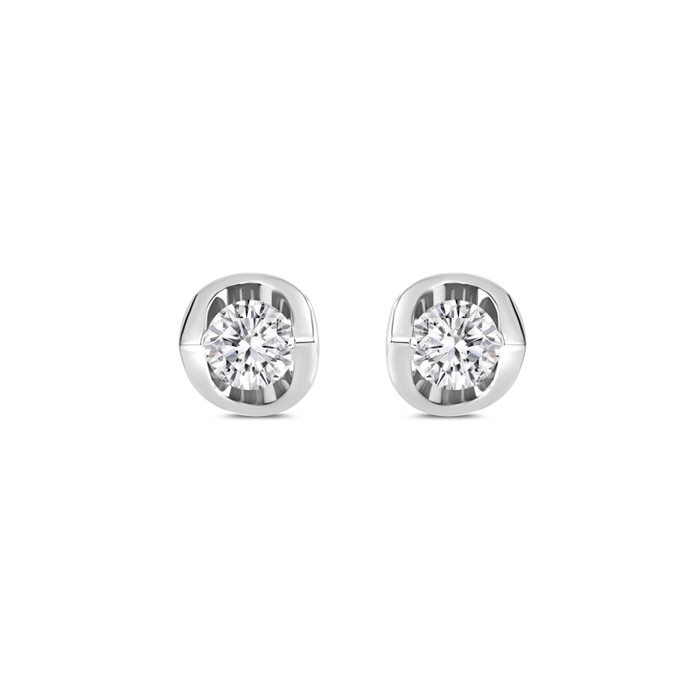 9ct White Gold 0.30ct Diamond Mirror Setting Stud Earrings