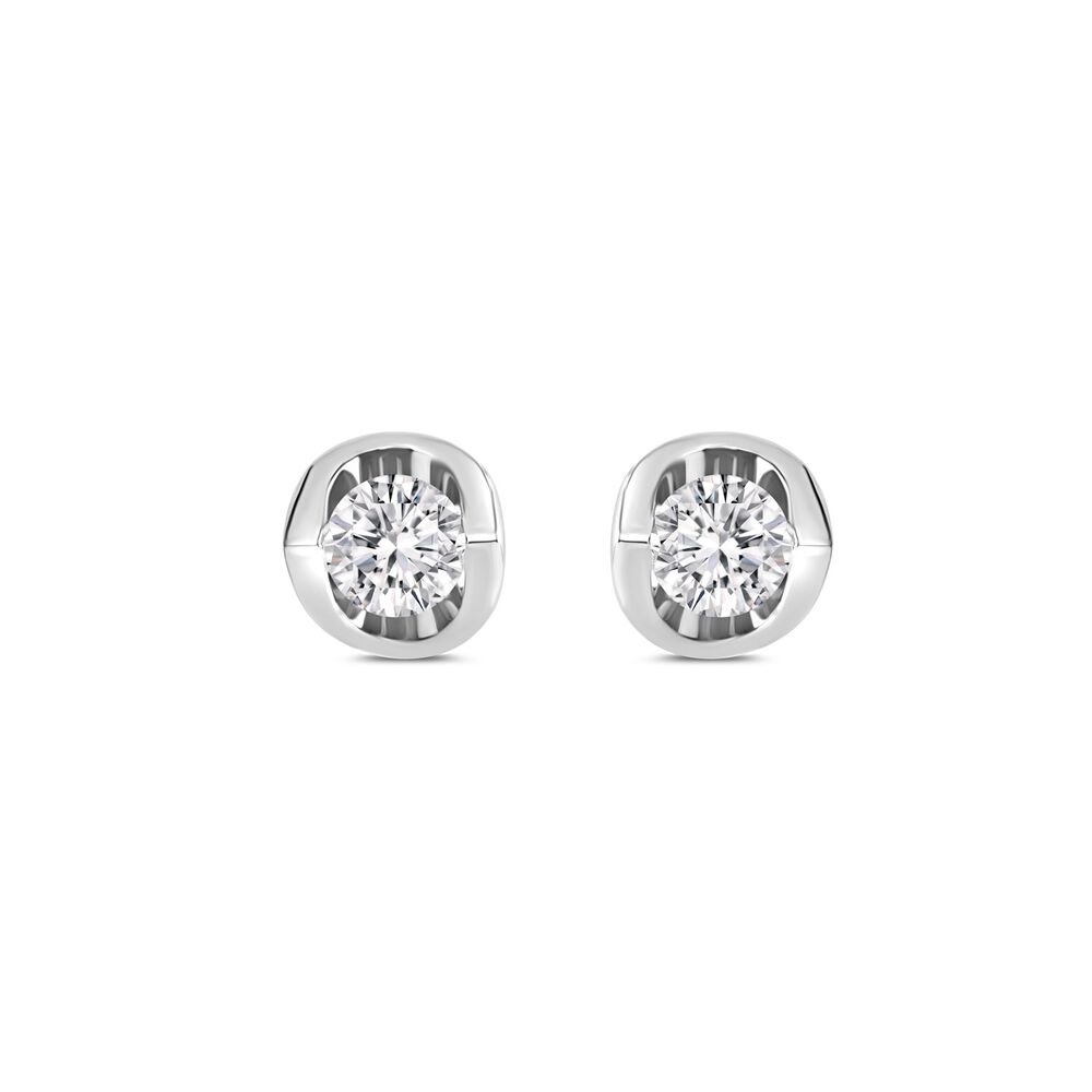 9ct White Gold 0.30ct Diamond Mirror Setting Stud Earrings image number 0