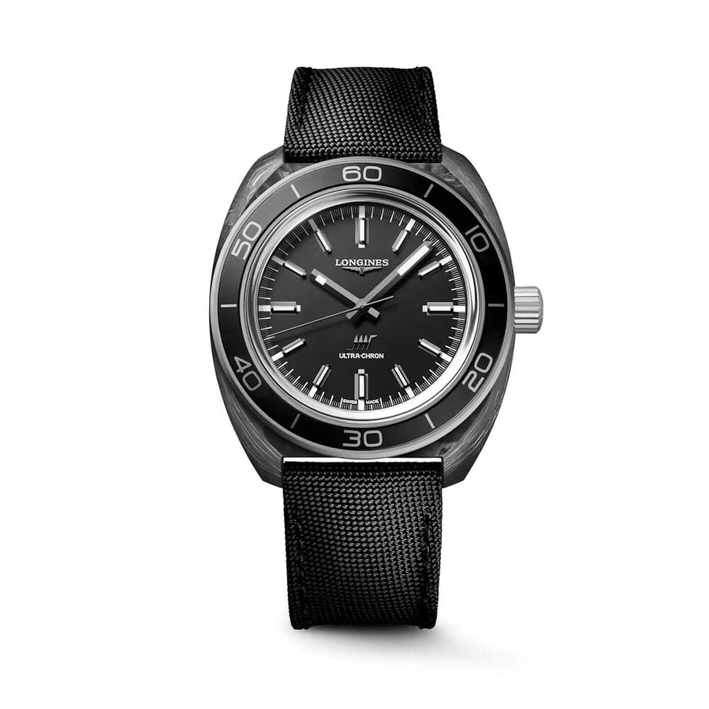 Longines Heritage Ultra-Chron Carbon 43mm Black Dial & Strap Watch