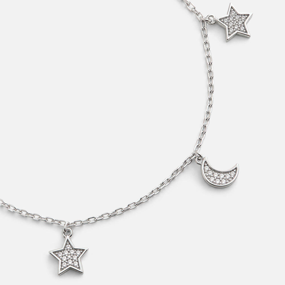 Sterling Silver Pave Cubic Zirconia Moon & Star Bracelet