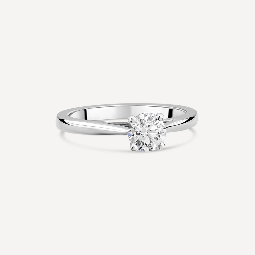 Platinum 0.60ct Round Diamond Four Claw Solitaire Ring image number 2