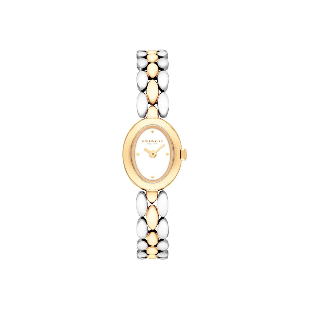 Coach Sammy 18x22.5mm White Dial Two Tone Steel Bracelet Watch