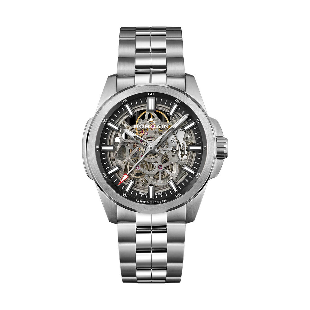 NORQAIN Independence Skeleton 42mm Dial Stainless Steel Bracelet Watch image number 0
