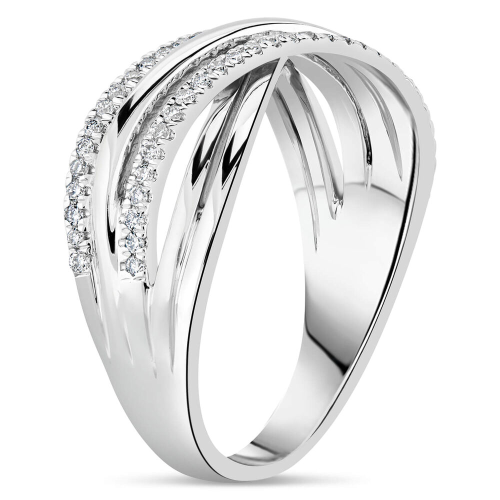 9ct White Gold Diamond Crossover Claw Set 0.18ct Ring image number 3