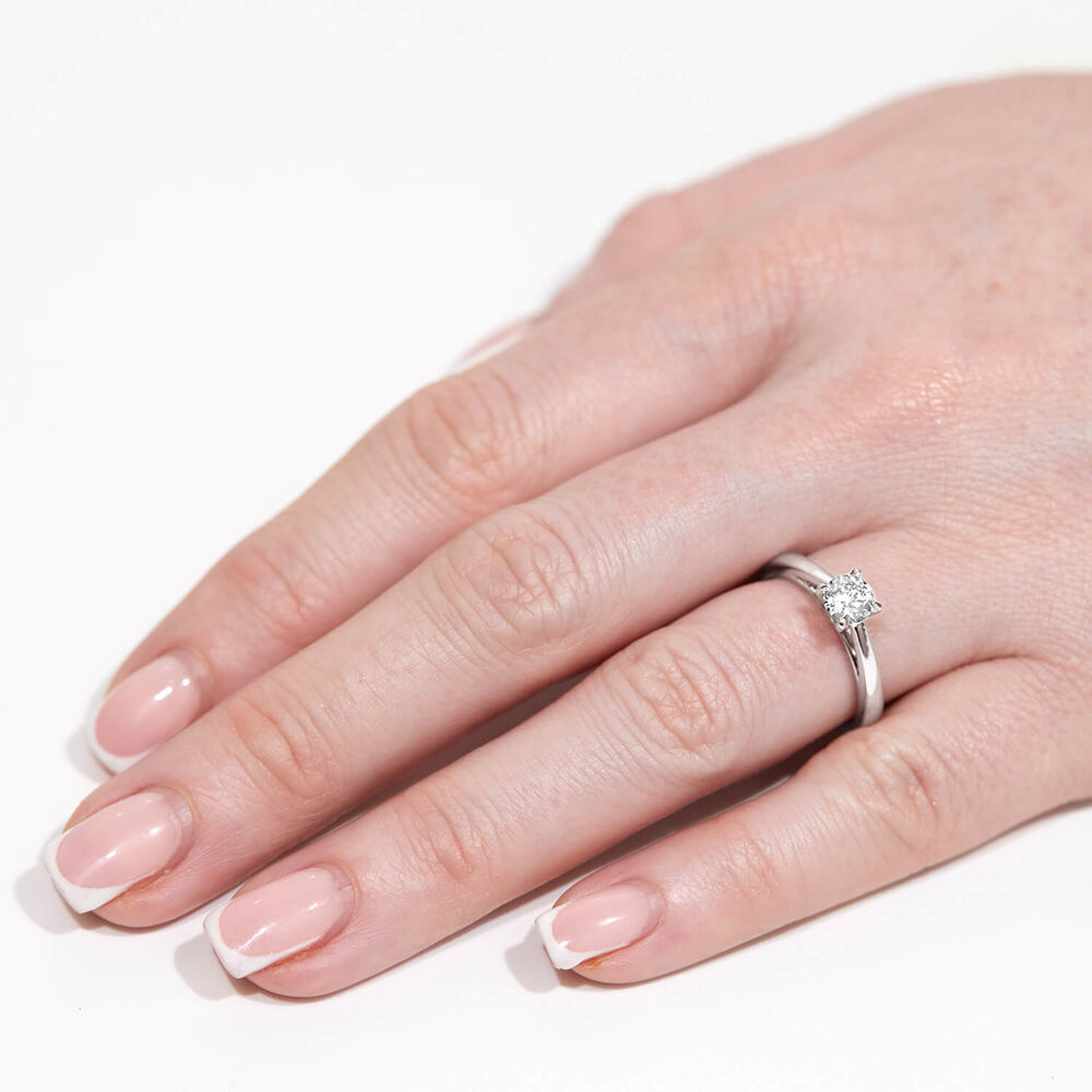 Platinum 0.52ct Round Diamond Four Claw Solitaire Ring image number 5