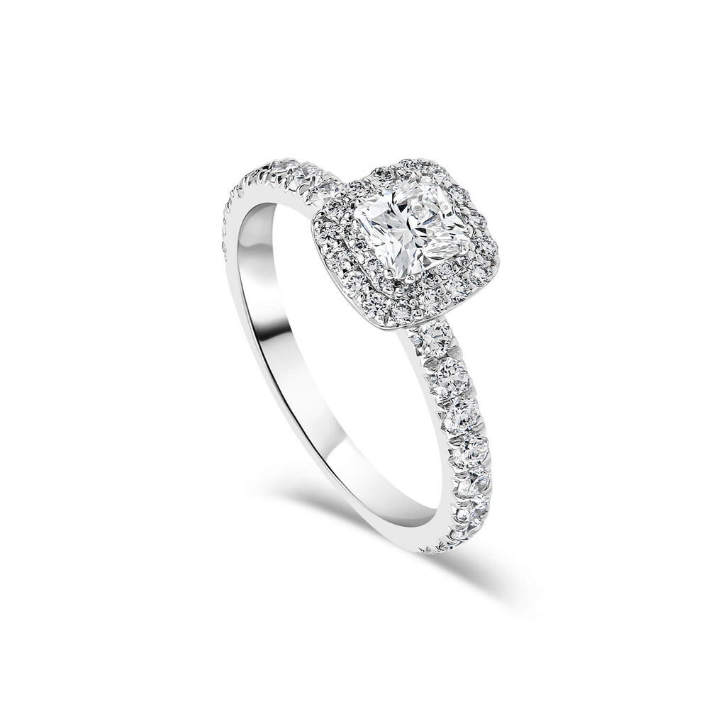 Northern Star 18ct White Gold 1ct Diamond Cushion Halo Ring