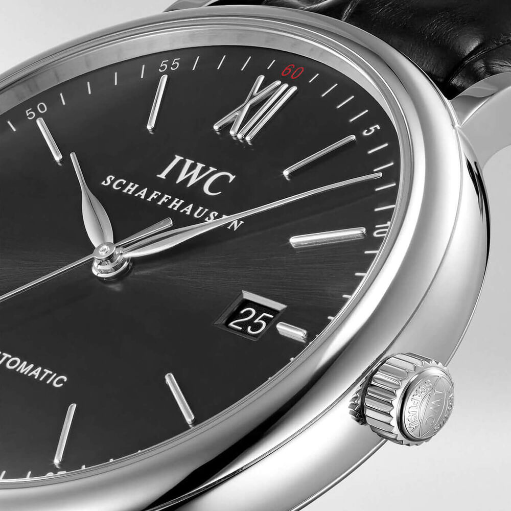 IWC Schaffhausen Portofino Automatic Black Dial Strap Watch image number 2