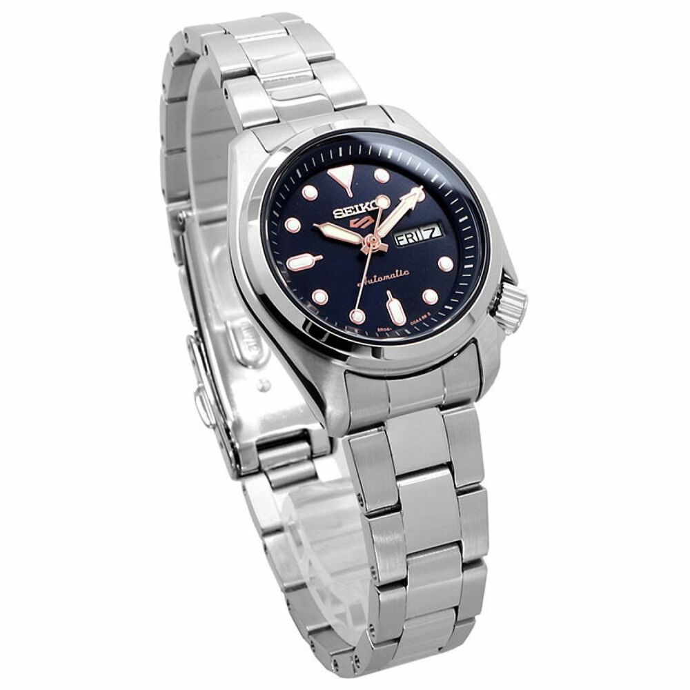 Seiko 5 Sports Compact 28mm Blue Dial Stainless Steel Bracelet Watch image number 1