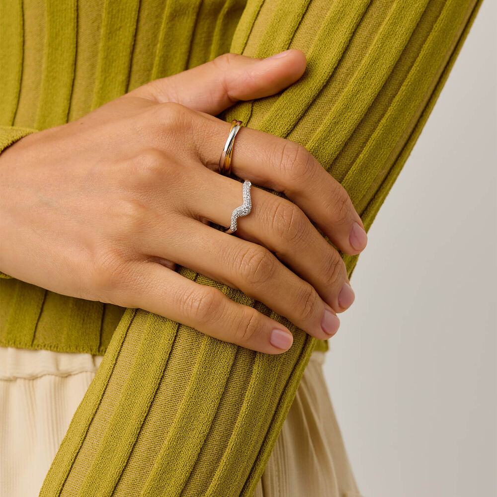 Missoma 18ct Gold Vermeil Sterling Silver Cubic Zirconia Molten Snow Stacking Ring (UK Size L)