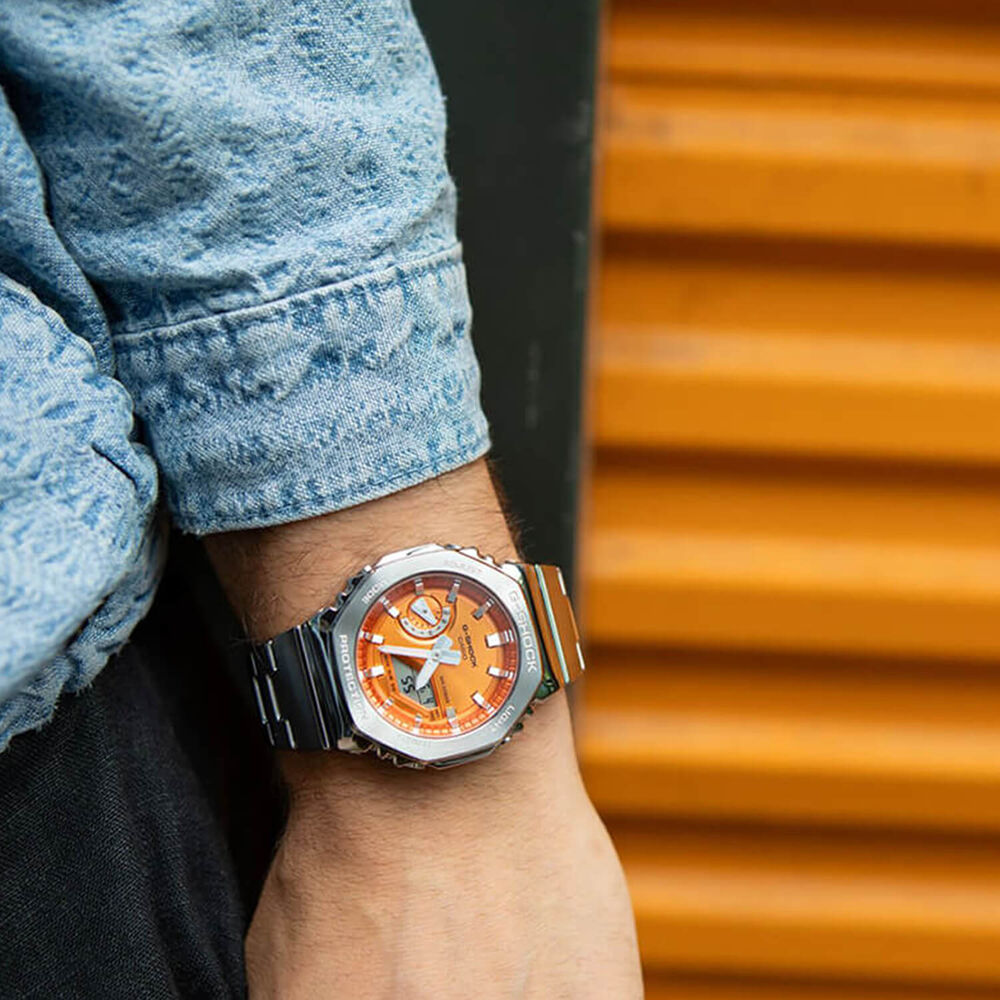 G-SHOCK G-STEEL 49.3mm Orange Dial Stainless Steel Bracelet Watch image number 5