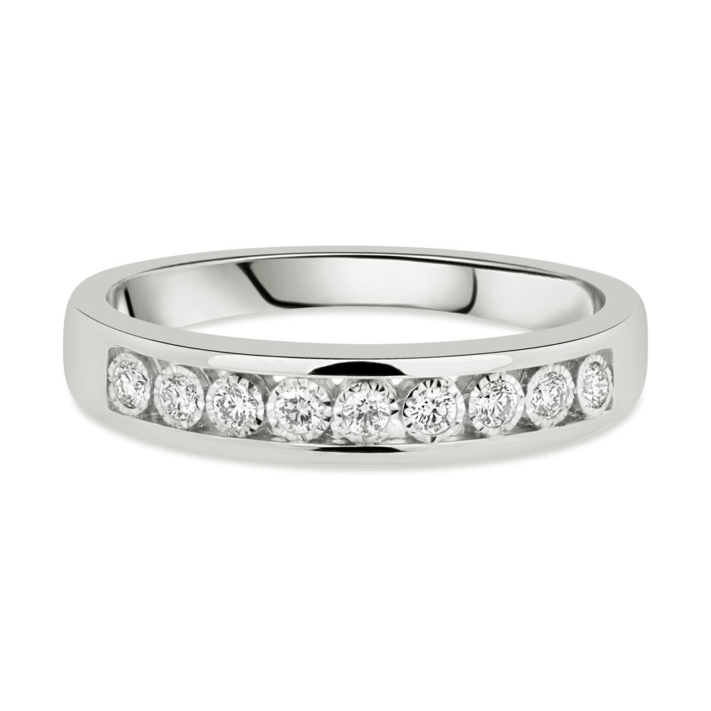 9ct White Gold 0.15ct Diamond Illusion Channel Set Eternity Ring image number 4