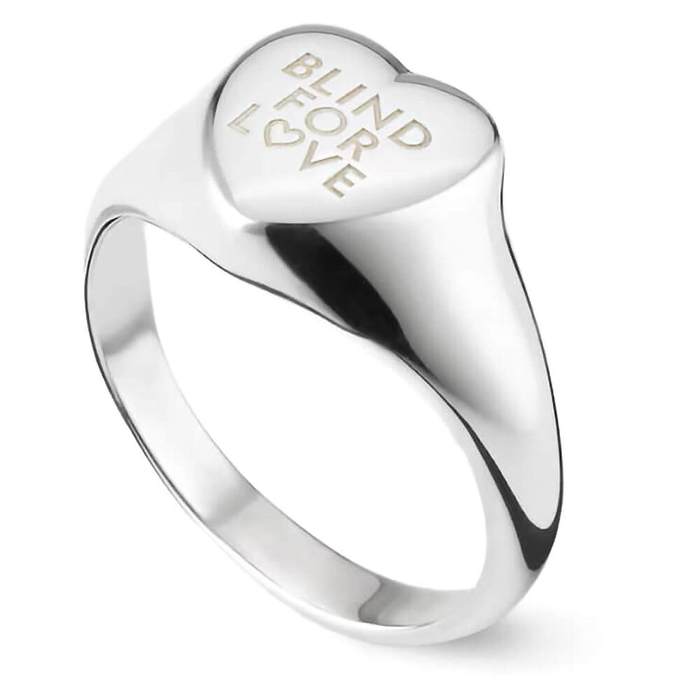 Gucci Blind for Love Silver Heart Signet Ring (UK Size M - N)